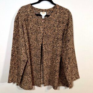 Talbots 100% Silk Cheetah Print One Button Lightweight Blouse Shacket Plus Sz18W